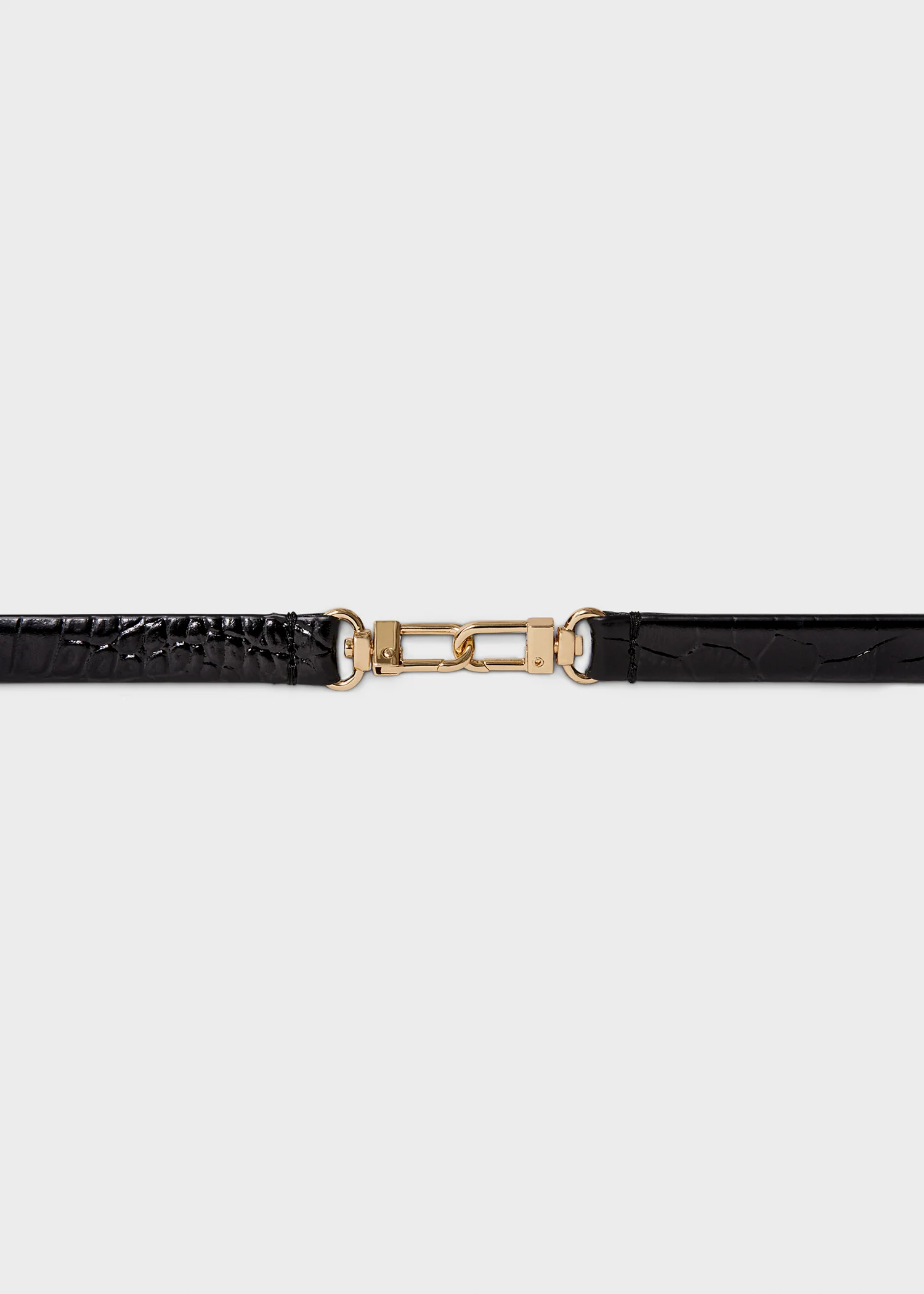 Double clasp croco-embossed belt black - Image 5