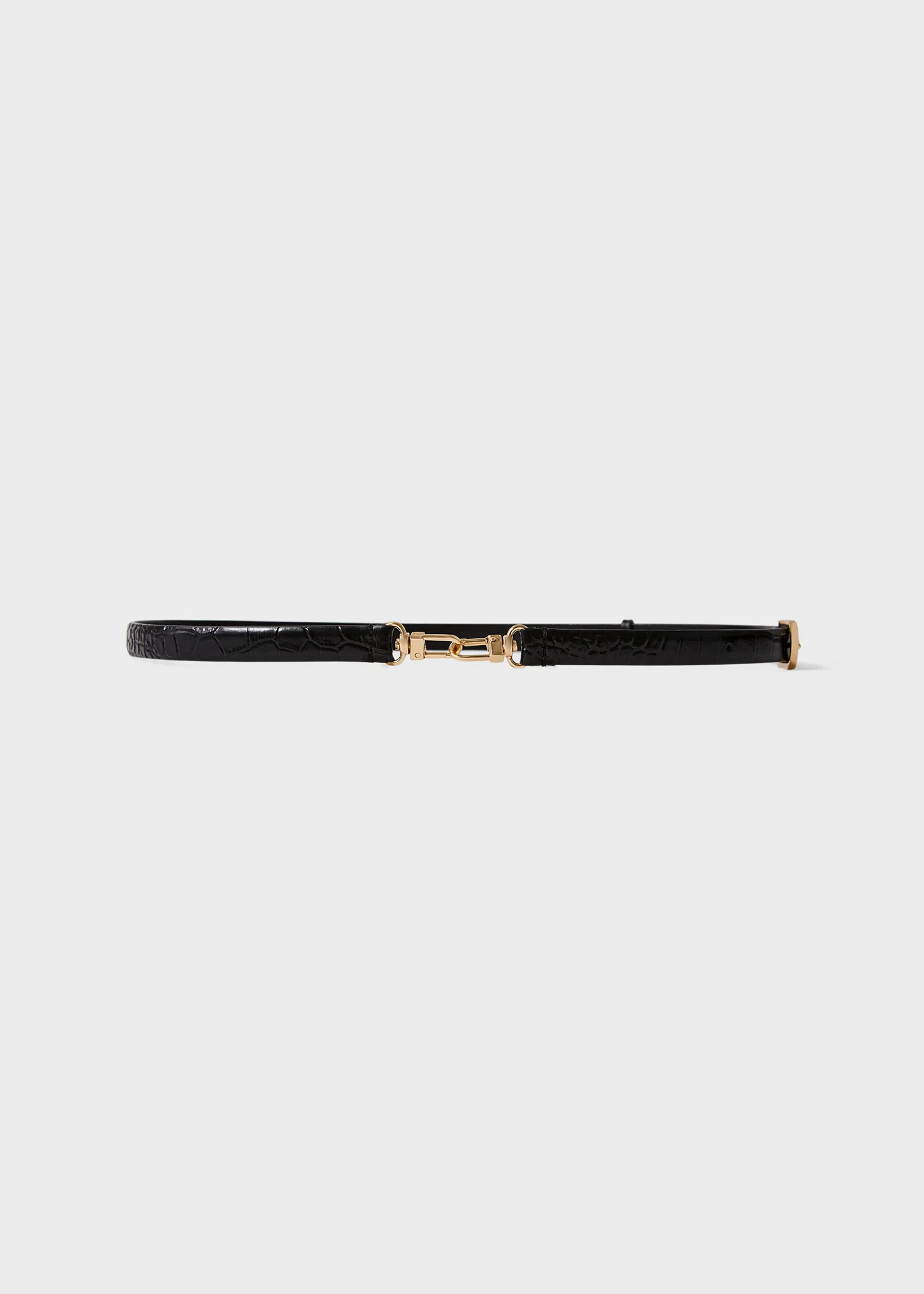 Double clasp croco-embossed belt black - Image 6